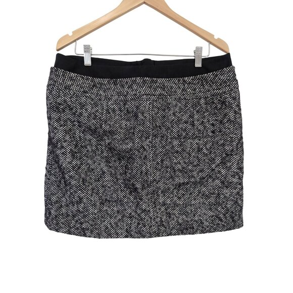 Ann Taylor LOFT Tweed Mini Skirt Womens 14 Black White Wool Blend Office Career - Picture 2 of 7